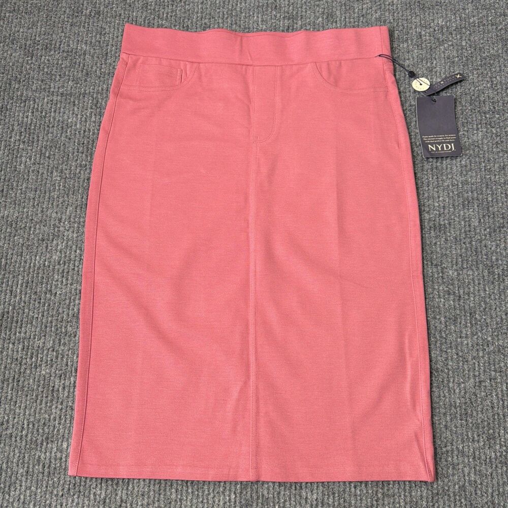 NYDJ Pull On 5 Pocket Skirt Women 8 Stretch Straight Slate Rose Lift Tuck NEW